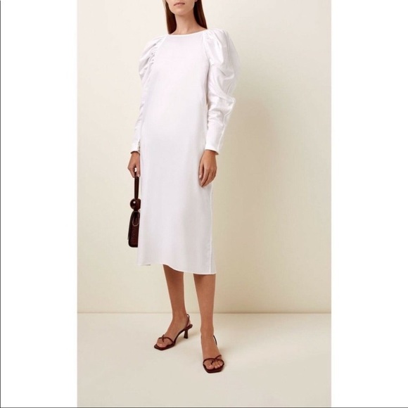 NWT Mara Hoffman Elisabetta White Dress Puff sleeve square neck Maxi size small - Picture 3 of 16